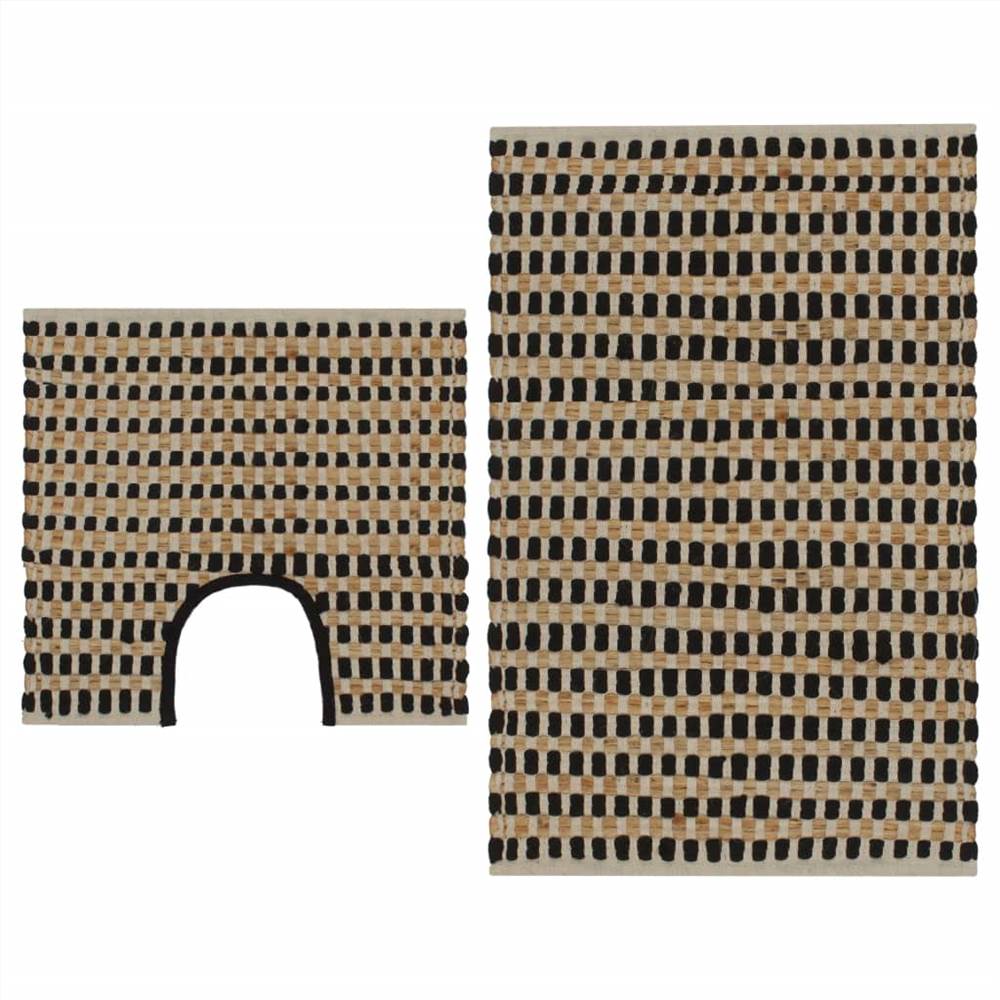 Hand-Woven Jute Bathroom Mat Set Fabric Natural and Black Hand-Woven Jute Bathroom Mat Set Fabric Natural And Black -Room Hand Woven Jute Bathroom Mat Set Fabric Natural and Black 456081 0