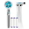 Handheld Turbocharged Shower Head With 3 Filters, High-Pressure Water Saving Home Bath Turbo Fan Shower Kit - Blue + Silver -Room Handheld Turbocharged Shower Head Blue Silver 509220 0