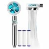 Handheld Turbocharged Shower Head With 3 Filters, High-Pressure Water Saving Home Bath Turbo Fan Shower Kit - Blue + Silver