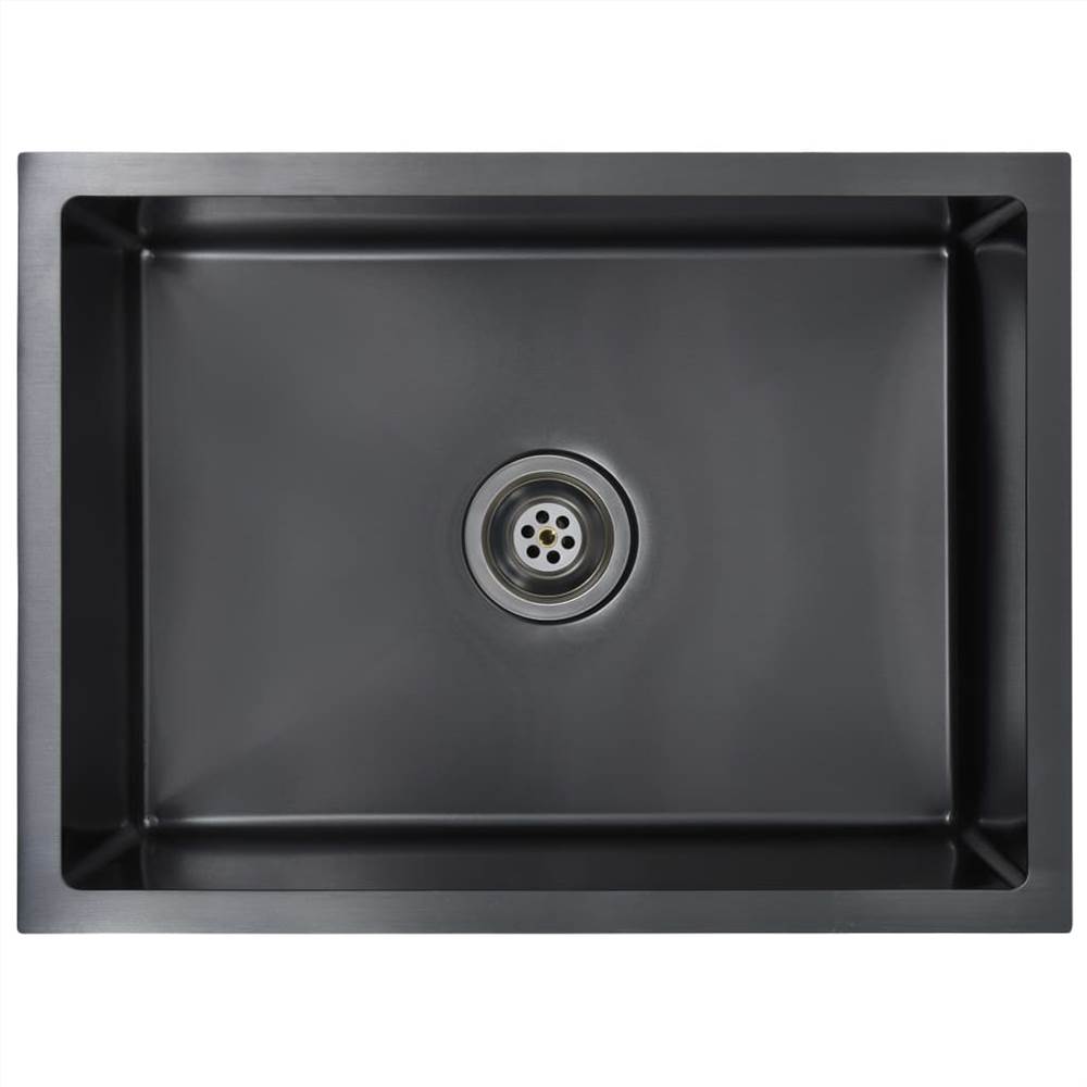 Handmade Kitchen Sink with Strainer Black Stainless Steel Handmade Kitchen Sink With Strainer Black Stainless Steel -Room Handmade Kitchen Sink with Strainer Black Stainless Steel 445270 1