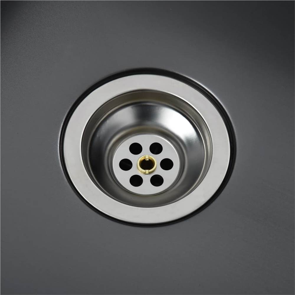 Handmade Kitchen Sink with Strainer Black Stainless Steel Handmade Kitchen Sink With Strainer Black Stainless Steel -Room Handmade Kitchen Sink with Strainer Black Stainless Steel 445270 2