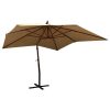 Hanging Parasol With Wooden Pole 300 Cm Taupe -Room Hanging Parasol with Wooden Pole 300 cm Taupe 510956 0
