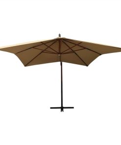 Hanging Parasol With Wooden Pole 300 Cm Taupe 4 Hanging Parasol With Wooden Pole 300 Cm Taupe -Room Hanging Parasol with Wooden Pole 300 cm Taupe 510956 2