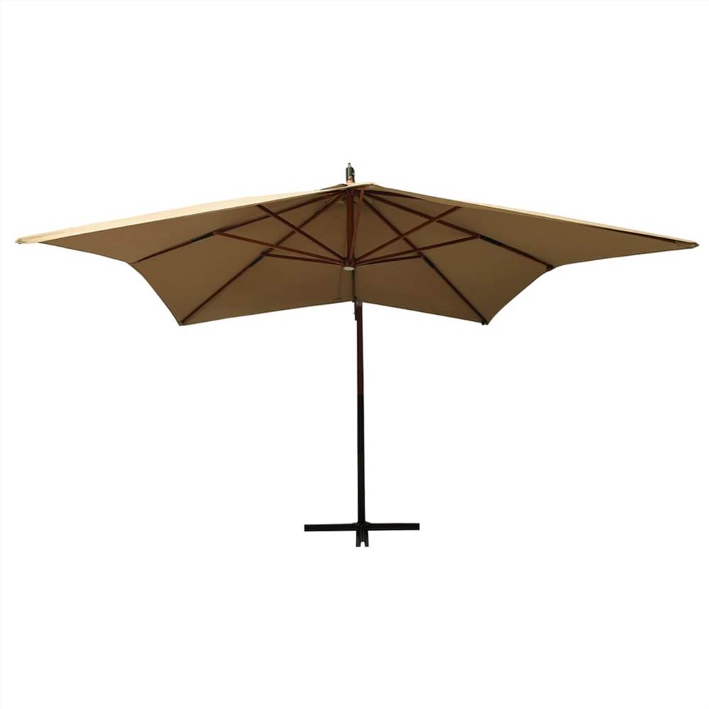 Hanging Parasol with Wooden Pole 300 cm Taupe Hanging Parasol With Wooden Pole 300 Cm Taupe -Room Hanging Parasol with Wooden Pole 300 cm Taupe 510956 2