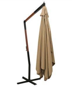 Hanging Parasol With Wooden Pole 300 Cm Taupe 5 Hanging Parasol With Wooden Pole 300 Cm Taupe -Room Hanging Parasol with Wooden Pole 300 cm Taupe 510956 3