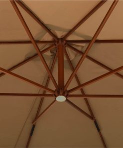 Hanging Parasol With Wooden Pole 300 Cm Taupe 6 Hanging Parasol With Wooden Pole 300 Cm Taupe -Room Hanging Parasol with Wooden Pole 300 cm Taupe 510956 4