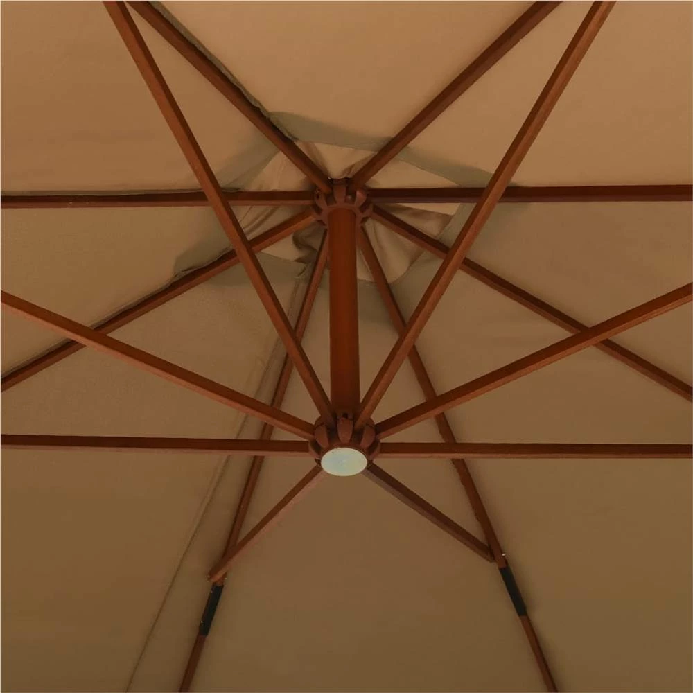 Hanging Parasol With Wooden Pole 300 Cm Taupe - Image 5
