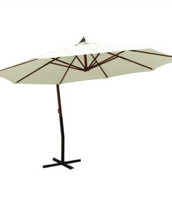 Hanging Parasol With Wooden Pole 350 Cm Sand White