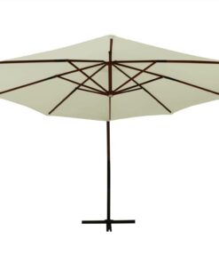 Hanging Parasol With Wooden Pole 350 Cm Sand White -Room Hanging Parasol with Wooden Pole 350 cm Sand White 509295 2