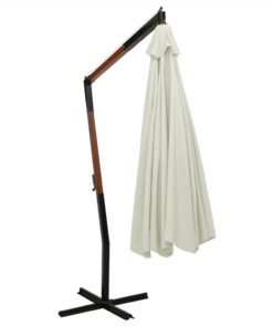 Hanging Parasol With Wooden Pole 350 Cm Sand White -Room Hanging Parasol with Wooden Pole 350 cm Sand White 509295 3