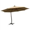 Hanging Parasol With Wooden Pole 350 Cm Taupe -Room Hanging Parasol with Wooden Pole 350 cm Taupe 509304 0
