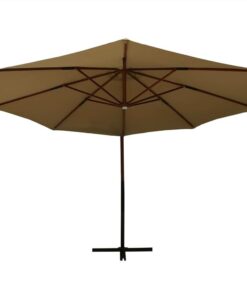 Hanging Parasol With Wooden Pole 350 Cm Taupe -Room Hanging Parasol with Wooden Pole 350 cm Taupe 509304 2