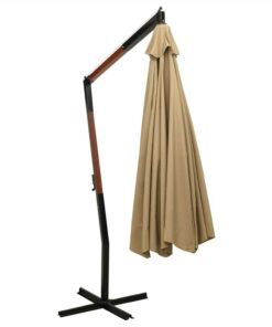 Hanging Parasol With Wooden Pole 350 Cm Taupe -Room Hanging Parasol with Wooden Pole 350 cm Taupe 509304 3