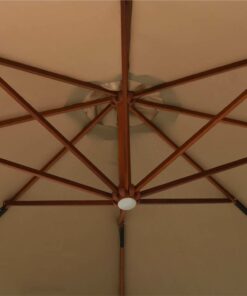 Hanging Parasol With Wooden Pole 350 Cm Taupe -Room Hanging Parasol with Wooden Pole 350 cm Taupe 509304 4