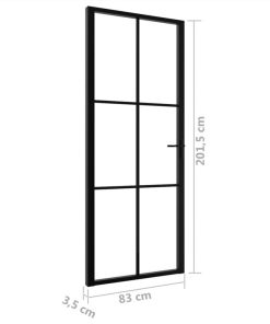 Interior Door ESG Glass And Aluminium 83x201.5 Cm Black -Room Interior Door ESG Glass and Aluminium 83x201 5 cm Black 502111 5