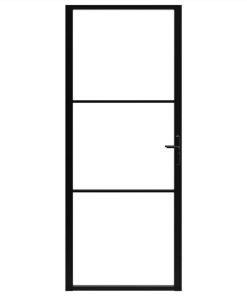 Interior Door ESG Glass And Aluminium 93x201.5 Cm Black -Room Interior Door ESG Glass and Aluminium 93x201 5 cm Black 517663 2