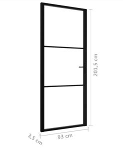 Interior Door ESG Glass And Aluminium 93x201.5 Cm Black -Room Interior Door ESG Glass and Aluminium 93x201 5 cm Black 517663 5