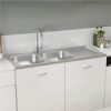 Kitchen Sink With Double Sinks Silver 1200x500x155 Mm Stainless Steel -Room Kitchen Sink with Double Sinks Silver 1200x500x155 mm Stainless Steel 461760 0