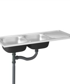 Kitchen Sink With Double Sinks Silver 1200x500x155 Mm Stainless Steel -Room Kitchen Sink with Double Sinks Silver 1200x500x155 mm Stainless Steel 461760 5