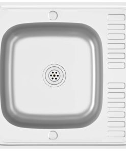 Kitchen Sink With Drainer Set Silver 600x600x155 Mm Stainless Steel -Room Kitchen Sink with Drainer Set Silver 600x600x155 mm Stainless Steel 461758 1