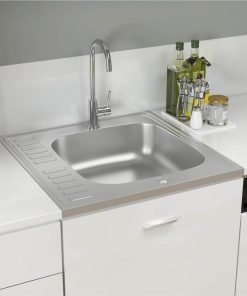 Kitchen Sink With Drainer Set Silver 600x600x155 Mm Stainless Steel -Room Kitchen Sink with Drainer Set Silver 600x600x155 mm Stainless Steel 461758 2