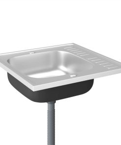 Kitchen Sink With Drainer Set Silver 600x600x155 Mm Stainless Steel -Room Kitchen Sink with Drainer Set Silver 600x600x155 mm Stainless Steel 461758 5