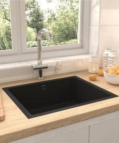 Kitchen Sink With Overflow Hole Black Granite