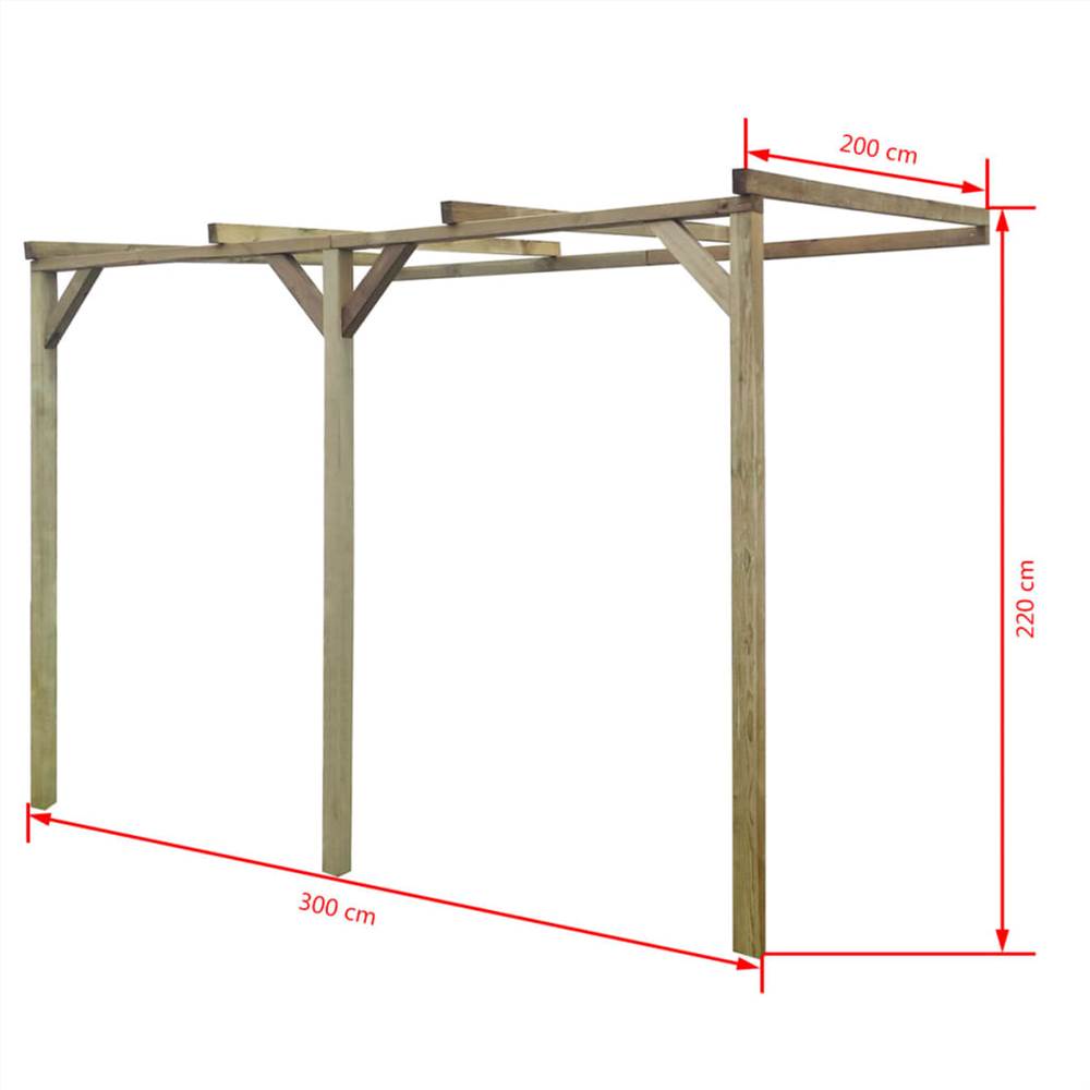 Lean-To Pergola 2x3x2.2 m Wood Lean-To Pergola 2x3x2.2 M Wood -Room Lean To Pergola 2x3x2 2 m Wood 445813 3