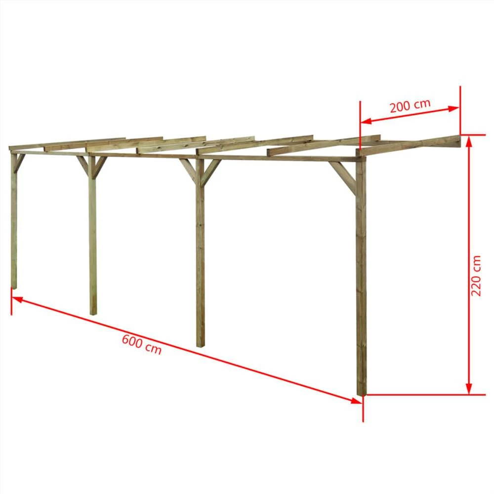 Lean-To Pergola 2x6x2.2 M Wood - Image 4