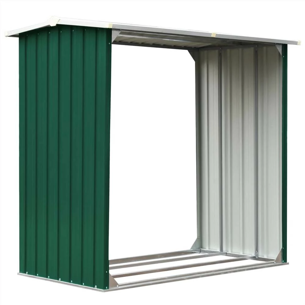 Log Storage Shed Galvanised Steel 172x91x154 Cm Green - Image 2