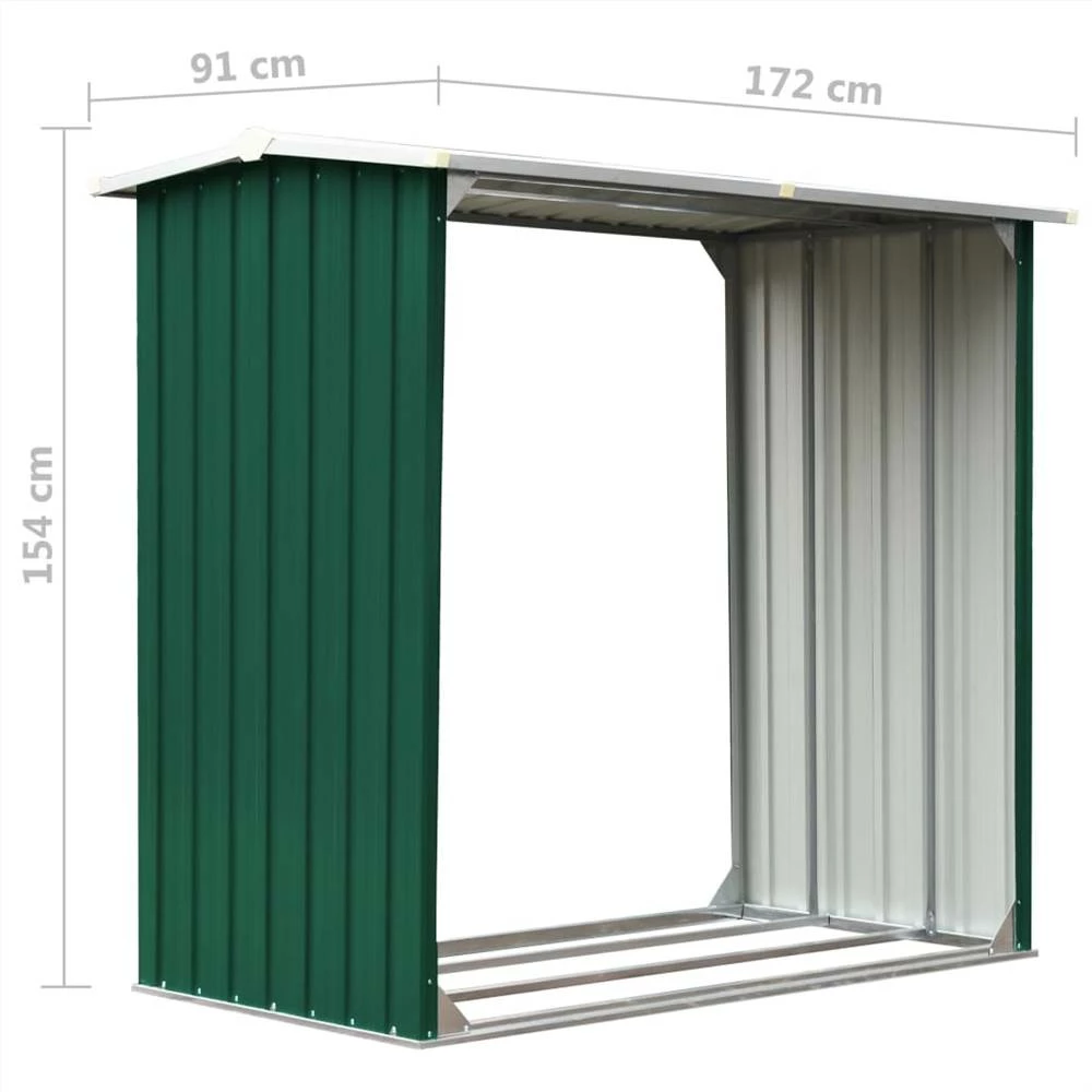 Log Storage Shed Galvanised Steel 172x91x154 Cm Green - Image 6