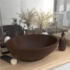 Luxury Basin Oval-shaped Matt Dark Brown 40x33 Cm Ceramic -Room Luxury Basin Oval shaped Matt Dark Brown 40x33 cm Ceramic 447369 0