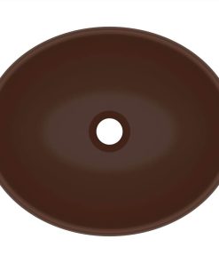 Luxury Basin Oval-shaped Matt Dark Brown 40x33 Cm Ceramic -Room Luxury Basin Oval shaped Matt Dark Brown 40x33 cm Ceramic 447369 3
