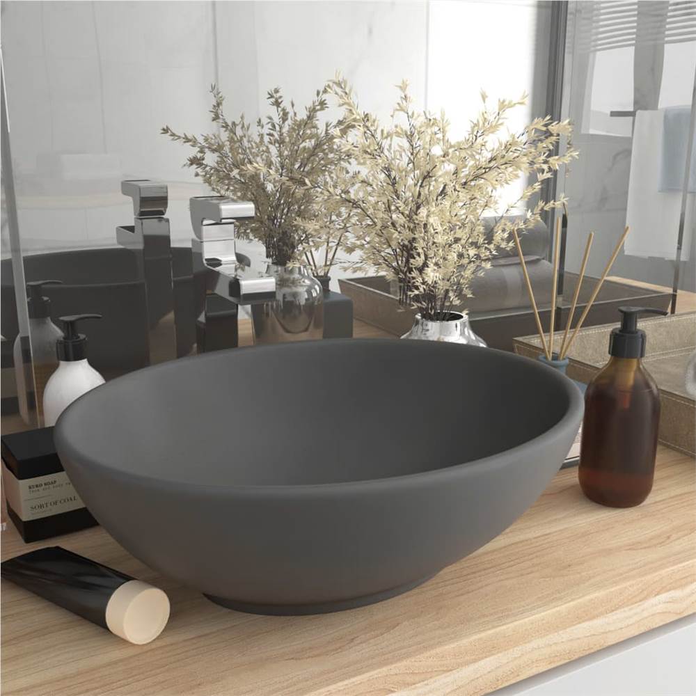 Luxury Basin Oval-shaped Matt Dark Grey 40x33 cm Ceramic Luxury Basin Oval-shaped Matt Dark Grey 40x33 Cm Ceramic -Room Luxury Basin Oval shaped Matt Dark Grey 40x33 cm Ceramic 456522 0