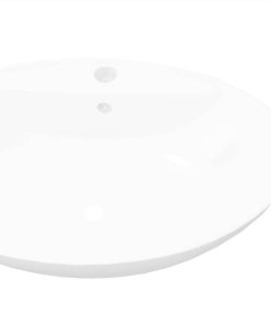 Luxury Ceramic Basin Oval With Overflow And Faucet Hole -Room Luxury Ceramic Basin Oval with Overflow and Faucet Hole 453689 3