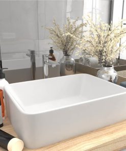 Luxury Wash Basin Matt White 41x30x12 Cm Ceramic