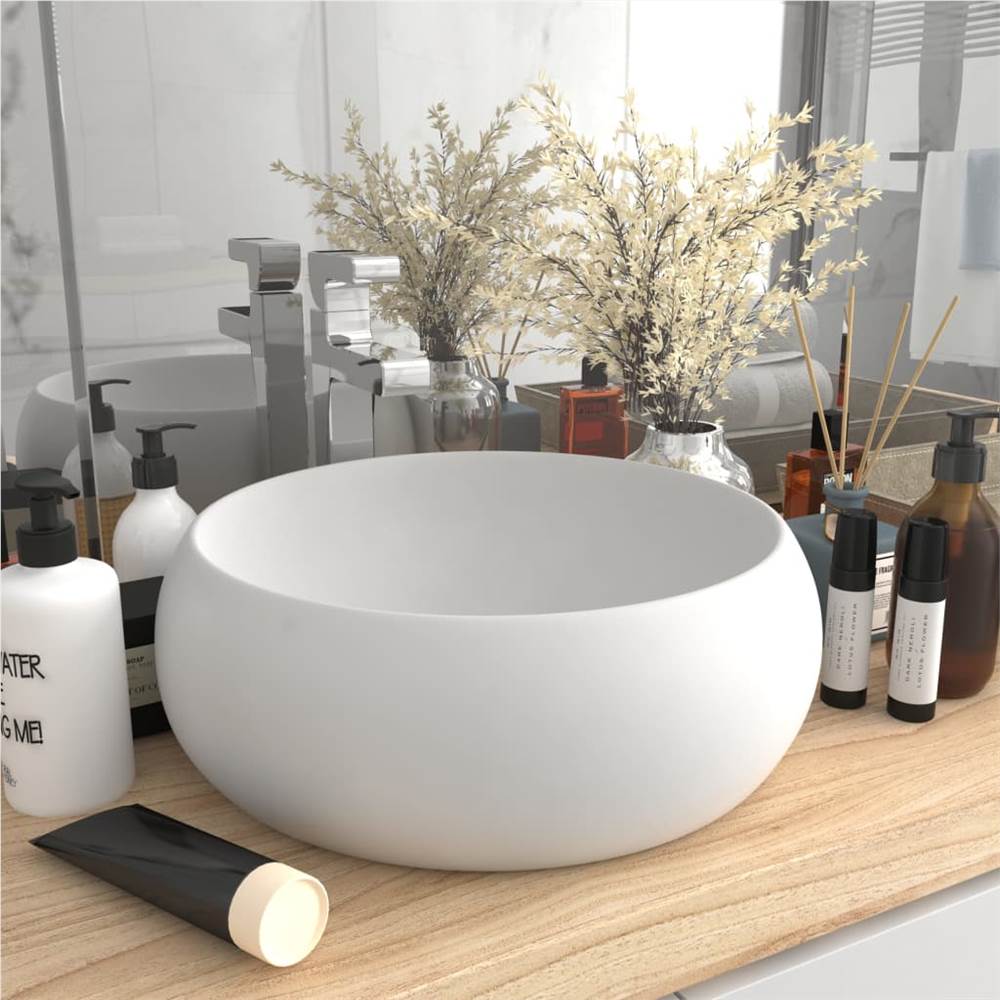 Luxury Wash Basin Round Matt White 40x15 cm Ceramic Luxury Wash Basin Round Matt White 40x15 Cm Ceramic -Room Luxury Wash Basin Round Matt White 40x15 cm Ceramic 451637 0