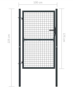 Mesh Garden Gate Galvanised Steel 100x225 Cm Grey 6 Mesh Garden Gate Galvanised Steel 100x225 Cm Grey -Room Mesh Garden Gate Galvanised Steel 100x225 cm Grey 454933 4