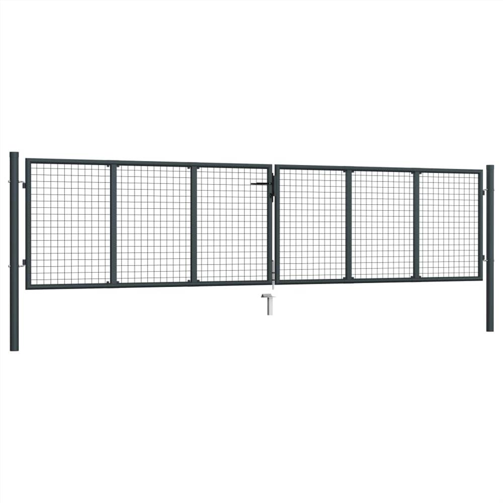 Mesh Garden Gate Galvanised Steel 400x150 cm Grey Mesh Garden Gate Galvanised Steel 400x150 Cm Grey -Room Mesh Garden Gate Galvanised Steel 400x150 cm Grey 450764 1