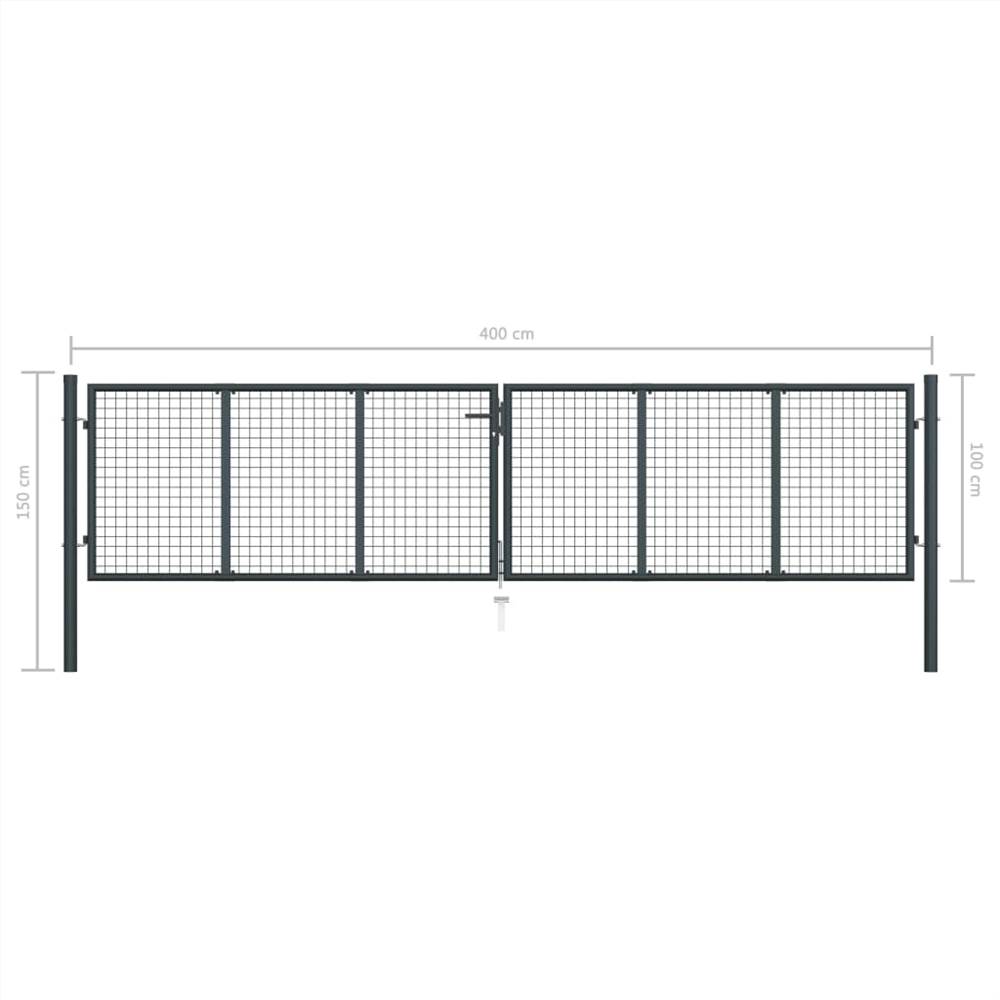 Mesh Garden Gate Galvanised Steel 400x150 cm Grey Mesh Garden Gate Galvanised Steel 400x150 Cm Grey -Room Mesh Garden Gate Galvanised Steel 400x150 cm Grey 450764 5