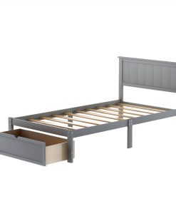 Twin Size Wooden Bed Frame With Under-bed Storage Drawer - Gray -Room Not allowed to sell to Walmart Twin Size Platform Bed with Under bed Drawer Gray 457374 1