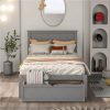Twin Size Wooden Bed Frame With Under-bed Storage Drawer - Gray 1 Twin Size Wooden Bed Frame With Under-bed Storage Drawer - Gray -Room Not allowed to sell to Walmart Twin Size Platform Bed with Under bed Drawer Gray 457374 10