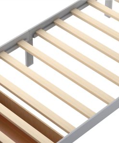 Twin Size Wooden Bed Frame With Under-bed Storage Drawer - Gray -Room Not allowed to sell to Walmart Twin Size Platform Bed with Under bed Drawer Gray 457374 2