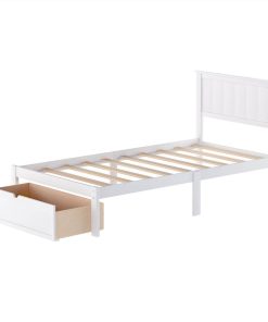 Twin Size Wooden Bed Frame With Under-bed Storage Drawer - White 6 Twin Size Wooden Bed Frame With Under-bed Storage Drawer - White -Room Not allowed to sell to Walmart Twin Size Platform Bed with Under bed Drawer White 457376 3