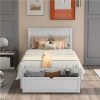 Twin Size Wooden Bed Frame With Under-bed Storage Drawer - White -Room Not allowed to sell to Walmart Twin Size Platform Bed with Under bed Drawer White 457376 9