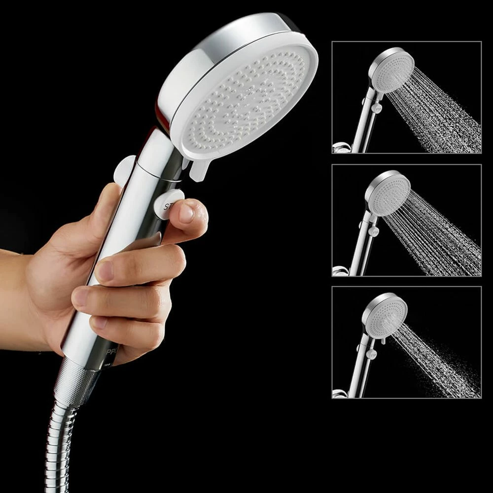 OPPLE Pressurized Handheld Shower Set Punch-Free Adsorption Three-speed Mode Adjustable Automatic Charging One-click STOP Button - White - Image 2