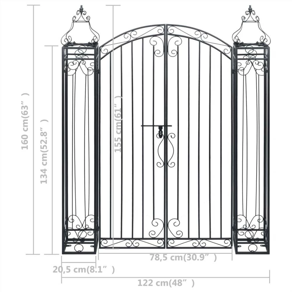 Ornamental Garden Gate Wrought Iron 122x20.5x160 Cm - Image 6