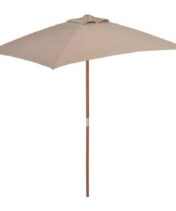 Outdoor Parasol With Wooden Pole 150x200 Cm Taupe