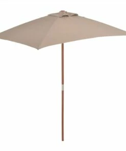 Outdoor Parasol With Wooden Pole 150x200 Cm Taupe