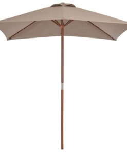 Outdoor Parasol With Wooden Pole 150x200 Cm Taupe -Room Outdoor Parasol with Wooden Pole 150x200 cm Taupe 457958 2